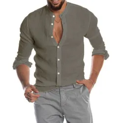 Chemise classique en lin à manches longues