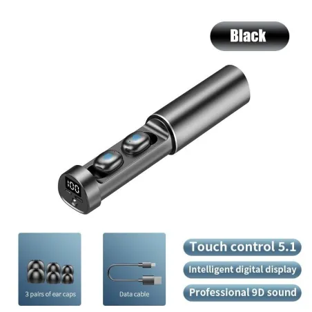 TWS 5.1 - Bluetooth trådløse ørepropper - berøringskontroll - med ladeboks