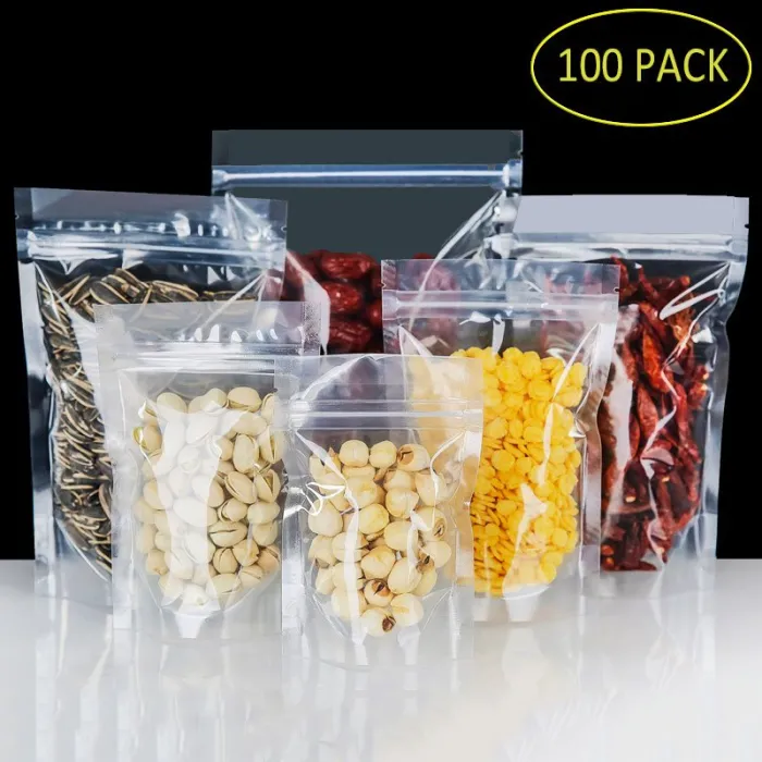 Genomskinliga plastpåsar - zip-lock - 100 st