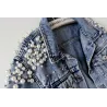 Kort denimjakke - med dekorative perler