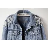 Kurze Jeansjacke - mit Zierperlen