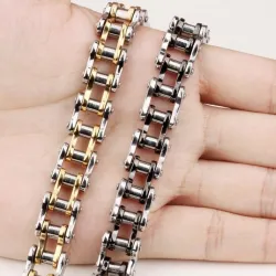 Rustfrit stål armbånd - motorcykel kæde design
