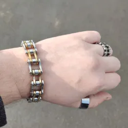 Rustfrit stål armbånd - motorcykel kæde design