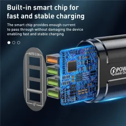 Carregador USB de 4 portas - carga rápida QC 3.0 - 48W