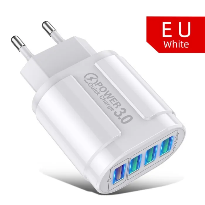 4-ports USB-oplader - hurtigopladning QC 3.0 - 48W