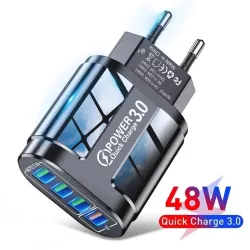 4-portowa ładowarka USB - szybkie ładowanie QC 3.0 - 48WŁadowarki