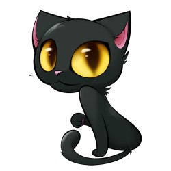 Czarny kot z dużymi oczami - naklejka na samochódNaklejki
