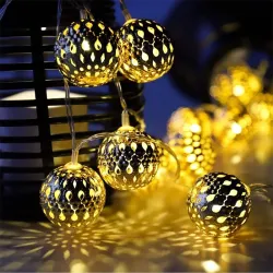 LED-String - silberne Metallkugeln - batteriebetrieben - Weihnachts- / Gartendekoration