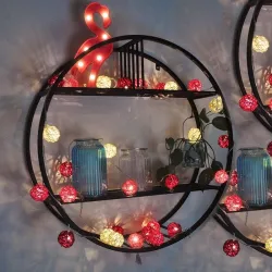 NavidadGuirnalda de hilos LED - con bolas de ratán - con pilas - 2,5 m