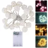 LED string garland - with rattan balls - battery powered - 2.5mChristmas