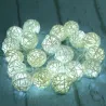 LED string garland - with rattan balls - battery powered - 2.5mChristmas