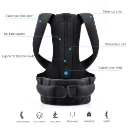 Correcteur de posture du dos - ceinture de soutien de la colonne vertébrale - réglable - soins de santé