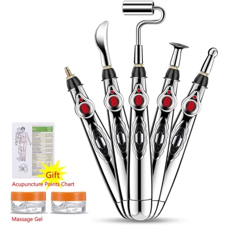 Multifunctionele elektrische massagepen - acupunctuur - pijnstilling - beautyroller - met laserlichtMassage