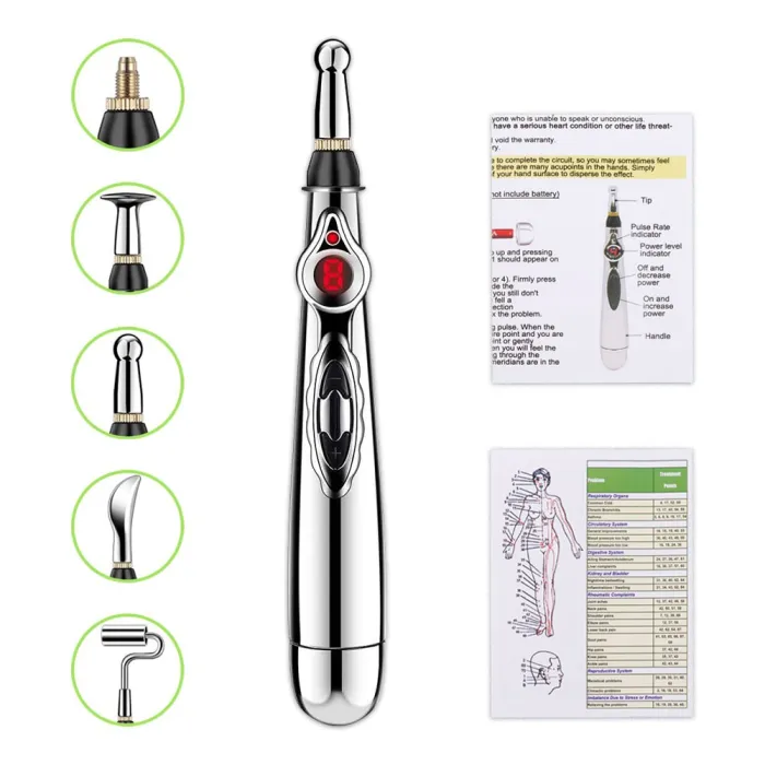 Multifunctionele elektrische massagepen - acupunctuur - pijnstilling - beautyroller - met laserlichtMassage