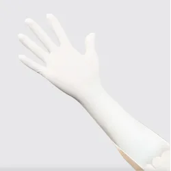 Luvas nitrílicas descartáveis compridas - polivalentes - função touch screen - impermeáveis - brancas