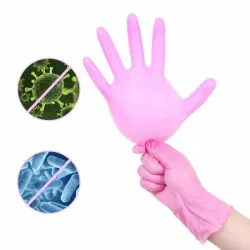 Gants jetables en vinyle - polyvalents - imperméables - qualité alimentaire - rose - 100 pièces