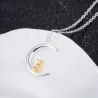 Crescent moon / kultainen kani riipus - hopea kaulakoru