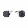 Round silver cufflinks - black carbon fiberCufflinks