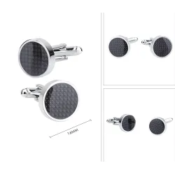 Gemelli tondi in argento - fibra di carbonio nera