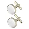 Round silver cufflinks - with colored fabricCufflinks