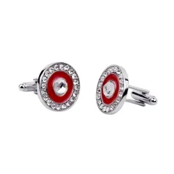 Elegantes abotoaduras redondas prateadas - com cristais