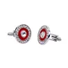 Elegantes abotoaduras redondas prateadas - com cristais