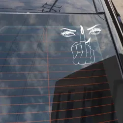 Vinyl autosticker - ogen / middelvingerStickers