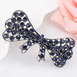 Elegancka niebieska kryształowa spinka do włosów - kwiaty / motyle / kokardkaSpinki Do Włosów