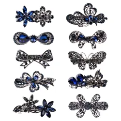 Elegante fermaglio per capelli - cristalli blu - fiori - farfalle - fiocchi