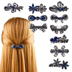 Tyylikäs hiusneula - siniset kristallit - kukat - perhoset - jouset