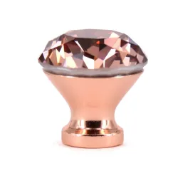 Roségoldene Möbelgriffe - Knöpfe mit Kristall - 10 Stück