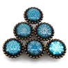 Poignées de meuble rondes - boutons - flocons de neige en cristal blanc / bleu - 6 pièces
