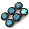 Round furniture handles - knobs - white / blue crystal snowflakes - 6 piecesFurniture