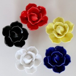 Puxadores para móveis de cerâmica - em forma de flor de lótus - 10 unidades