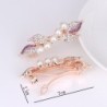 Elegant golden hairpin - crystal leaves / pearlsHair clips