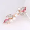 Pinzas de cabelloElegante horquilla dorada - hojas de cristal / perlas