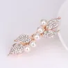 Elegant golden hairpin - crystal leaves / pearlsHair clips