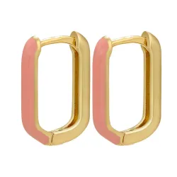 AretesPendientes rectángulo dorado - esmalte de colores
