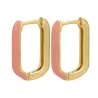 AretesPendientes rectángulo dorado - esmalte de colores