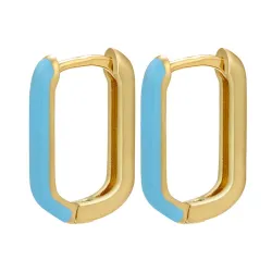 AretesPendientes rectángulo dorado - esmalte de colores