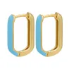 AretesPendientes rectángulo dorado - esmalte de colores