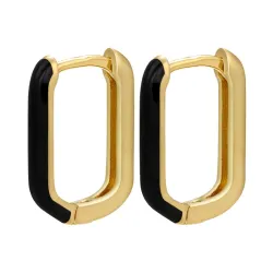 AretesPendientes rectángulo dorado - esmalte de colores