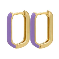 AretesPendientes rectángulo dorado - esmalte de colores