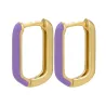 AretesPendientes rectángulo dorado - esmalte de colores