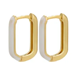AretesPendientes rectángulo dorado - esmalte de colores