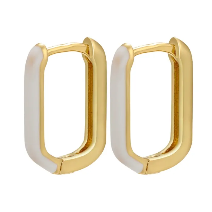 AretesPendientes rectángulo dorado - esmalte de colores