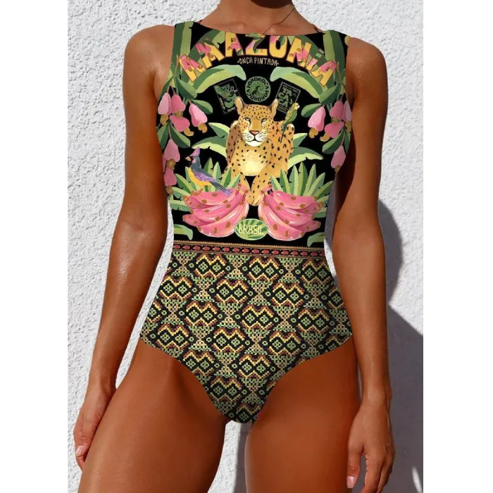 Baño y ropaBañador de una pieza - estampado de colores - con push up