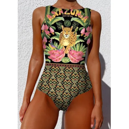 Baño y ropaBañador de una pieza - estampado de colores - con push up