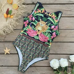 Baño y ropaBañador de una pieza - estampado de colores - con push up