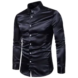 Camicia a maniche lunghe in raso